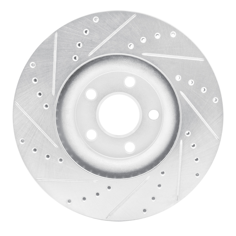 Ford Edge Brake Rotor (1) - Front Right - R1 Concepts - Drilled & Slotted - Silver - `15-`20